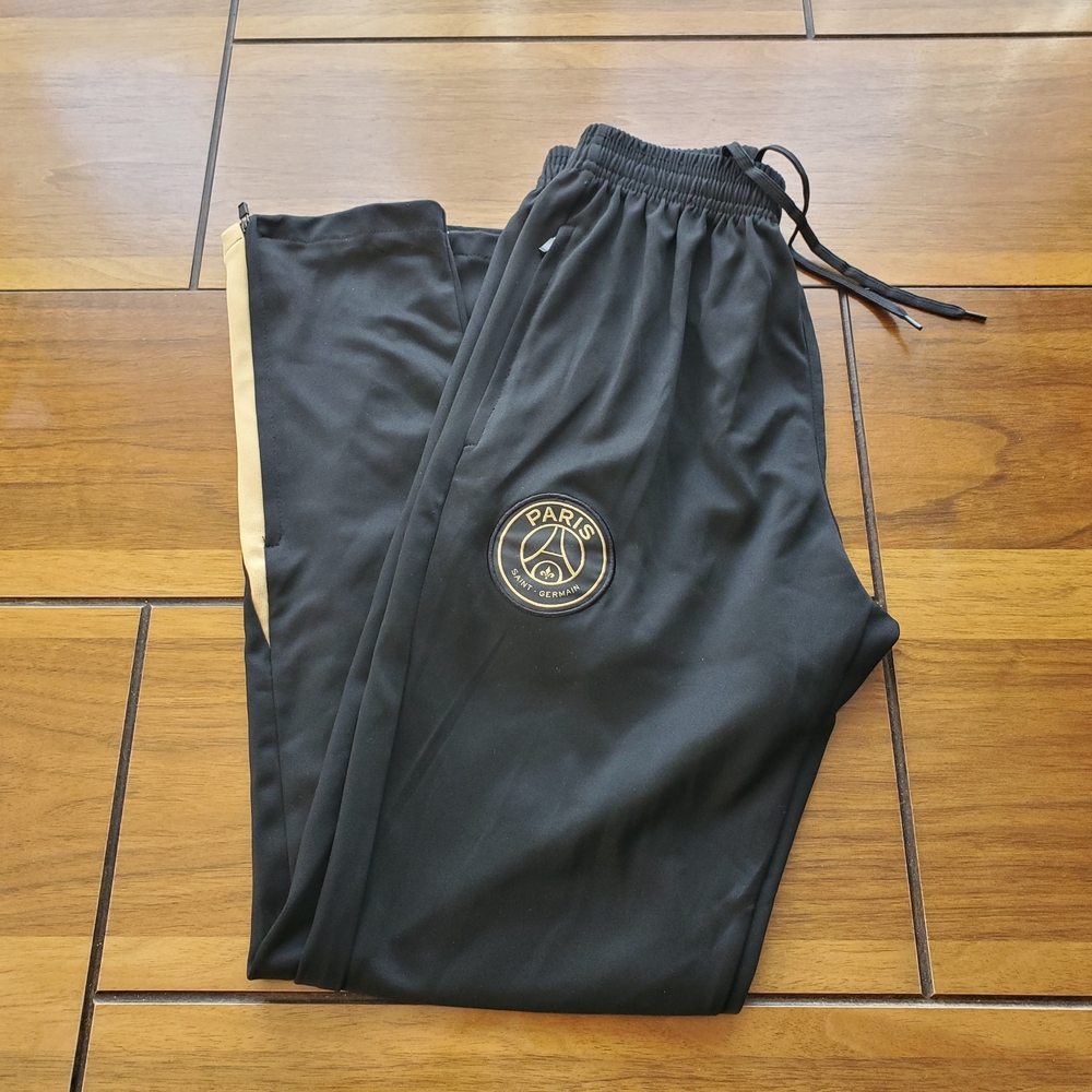 PSG Black Men's Track Pants with Gold Accent